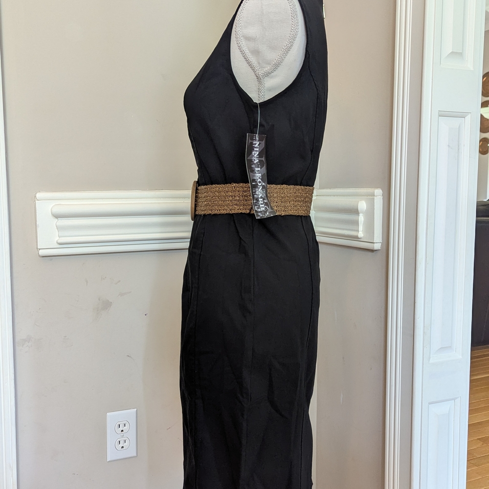 Nina Leonard Black Sheath Dress with Tan Accents - Picture 2 of 5